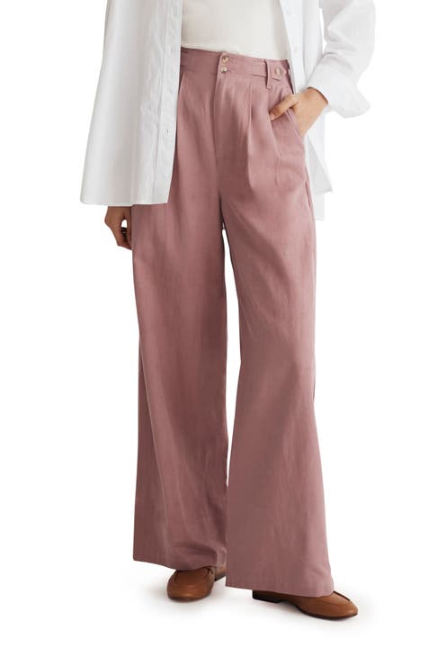 Forever New Tiara Linen Wide Leg Pant Pink