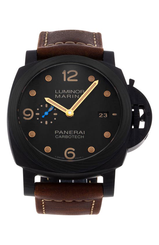 Shop Watchfinder & Co. Panerai  Luminor Marina Leather Strap Watch, 44mm In Brown / Black
