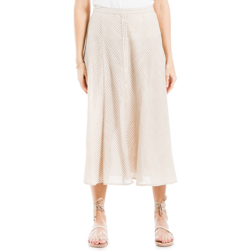 Max Studio Yarn Dyed Button Front Maxi Skirt In Toast/off White Chevron
