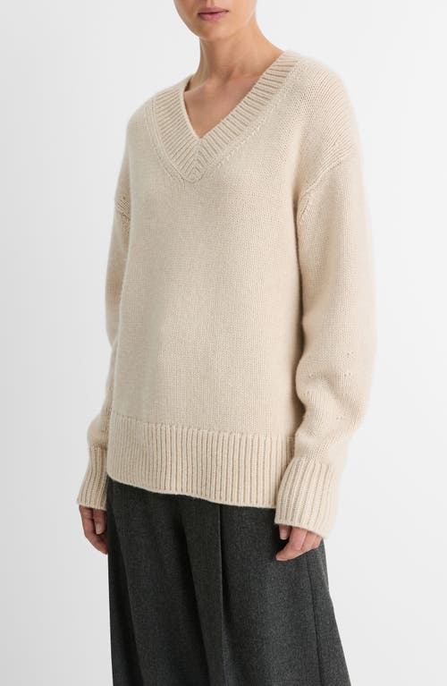 Shop Vince Wool & Cashmere V-neck Sweater In Ceramic