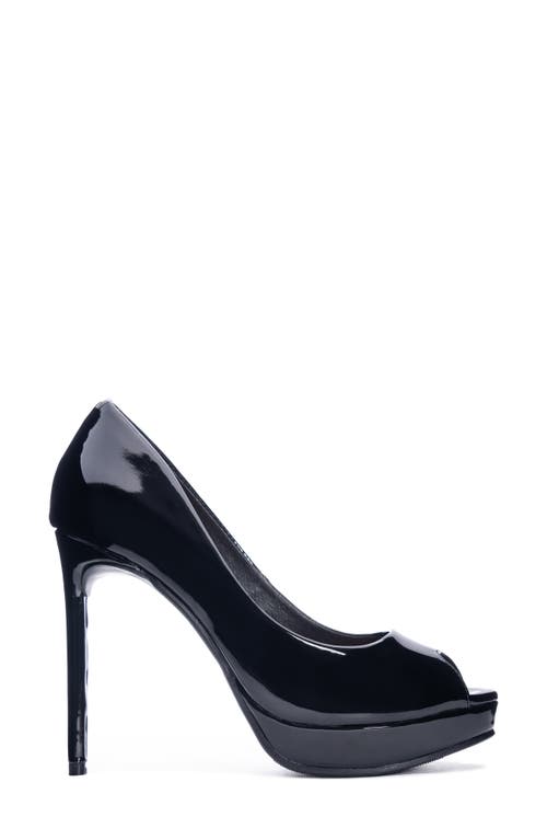 Chinese Laundry Huxley Peep Toe Platform Pump In Black Patent