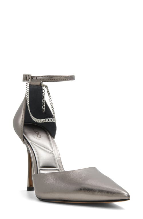 Shop Aldo Aurelina Chain Ankle Strap Pointed Toe Pump In Grey