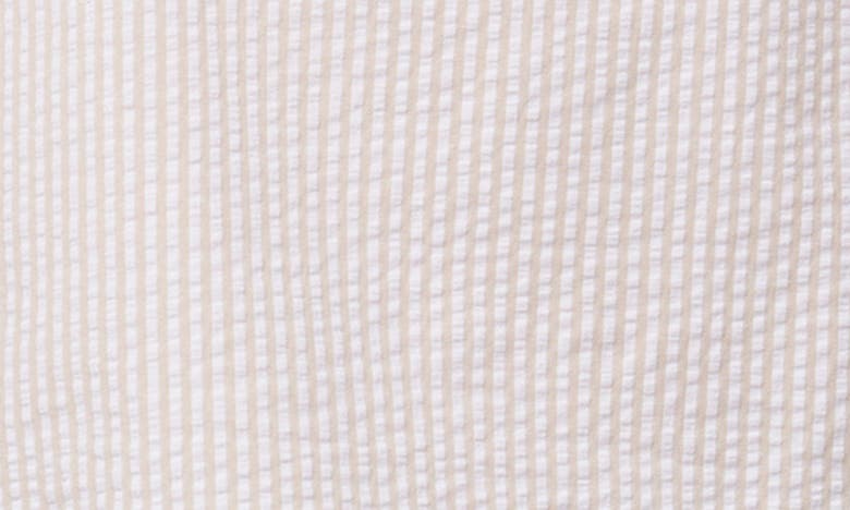 Shop Joe's Cotton Seersucker Puff Sleeve Top In Khaki White Stripe