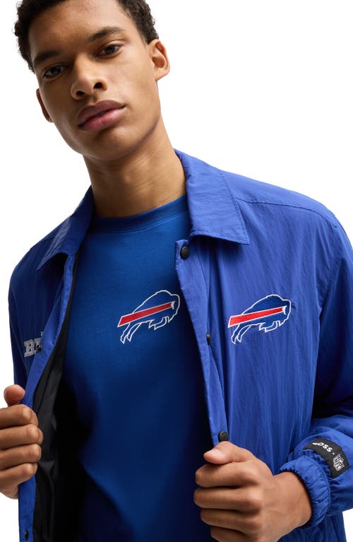 Shop Hugo Boss Boss X Nfl Stretch Cotton Graphic T-shirt In Buffalo Bills - Blue