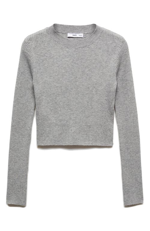Mango Rib Crewneck Sweater In Medium Grey