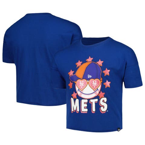 Girl's Youth New York Mets New Era Pink Jersey Stars V-Neck T-Shirt