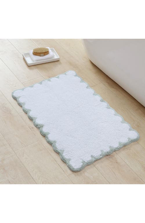 Peri Home Scallop Detail Cotton Bath Mat In Sage