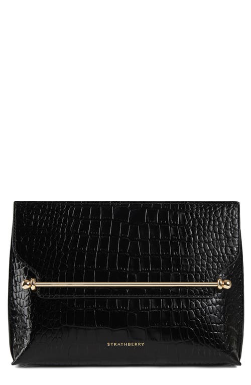 Strathberry Multrees Leather Chain Wallet In Black/vanilla