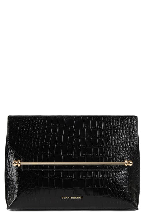 Strathberry Multrees Leather Chain Wallet in Black/Vanilla at Nordstrom