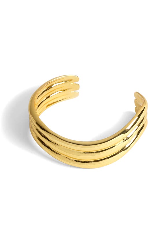 Shop Madewell Ribbed Wavy Cuff Bracelet In Pale Gold