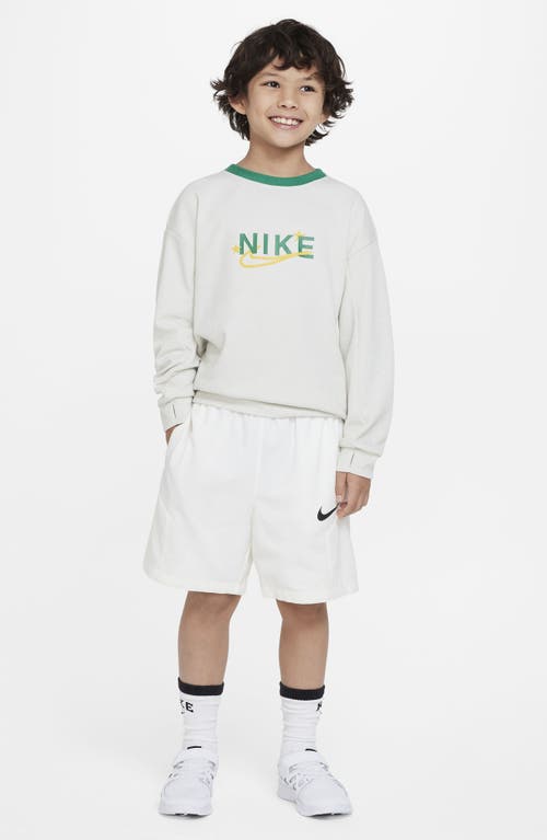 Shop Nike Kids' Dri-fit Crewneck Sweatshirt In Bone/malachite/yellow