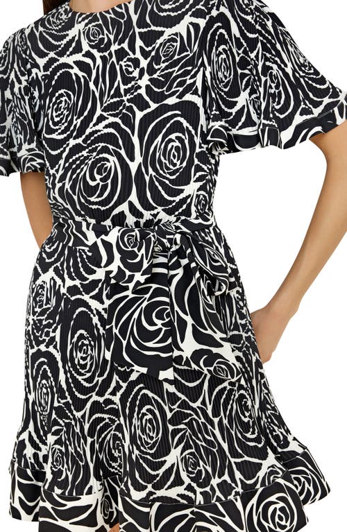 Shop Milly Lumi Floral Plissé Minidress In Black Rose