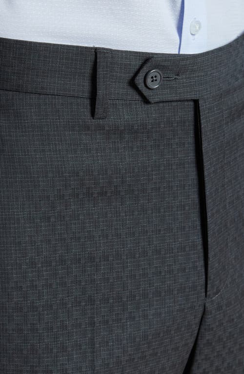 Shop Santorelli Flat Front Stretch Wool Dress Pants In Charcoal