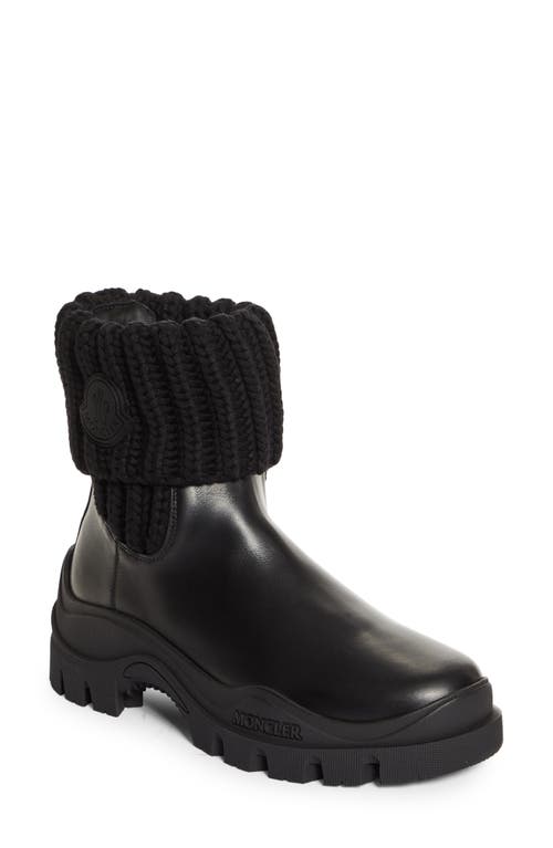 Moncler Larue Knit Cuff Chelsea Boot Black at Nordstrom,