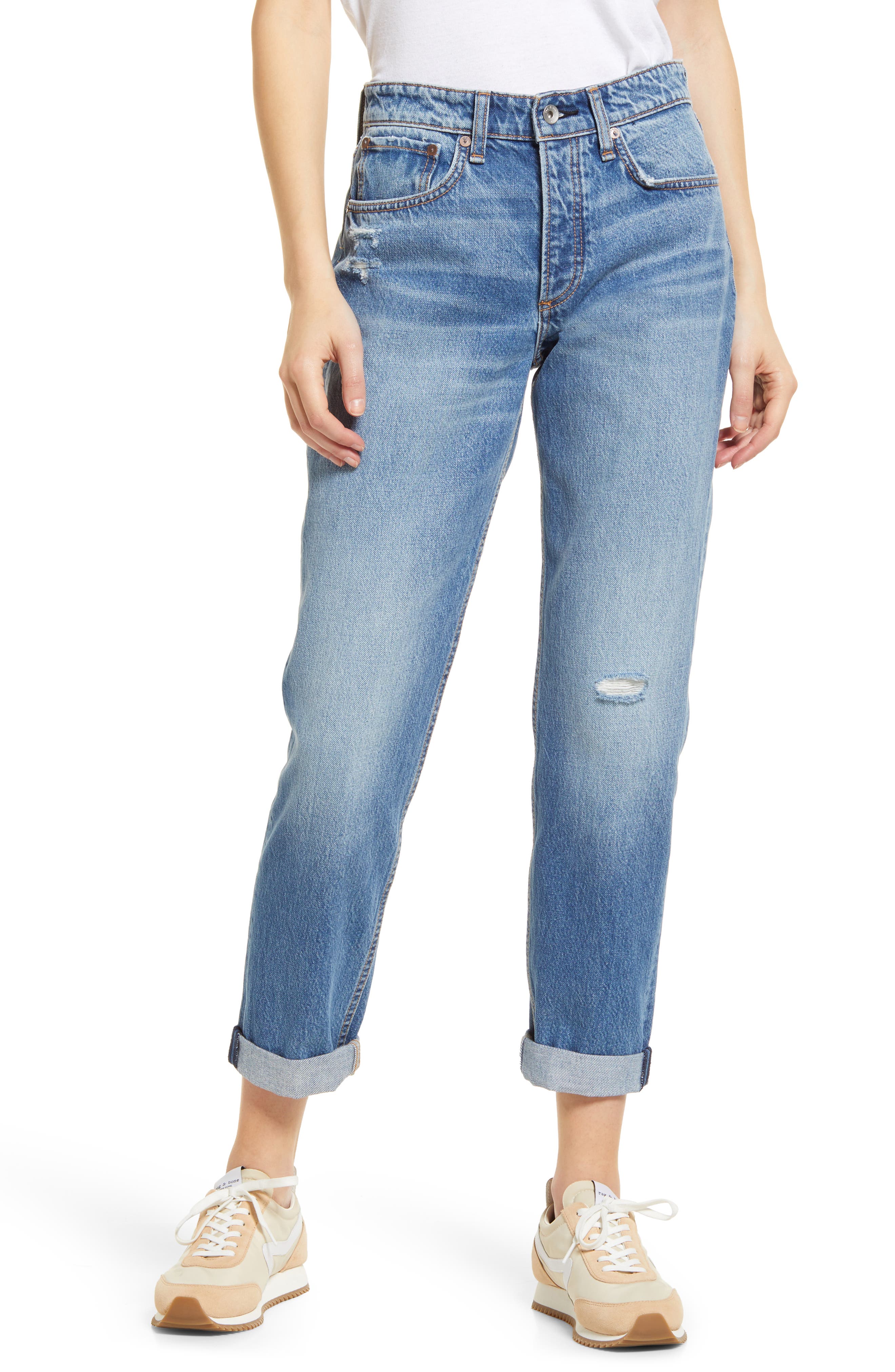 rag & bone Rosa Distressed Boyfriend Jeans in Peonywho at Nordstrom, Size 25
