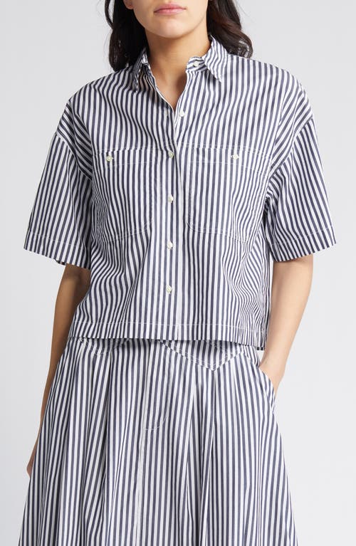 The Atlas Stripe Cotton Button-Up Shirt in Navy Studio Stripe