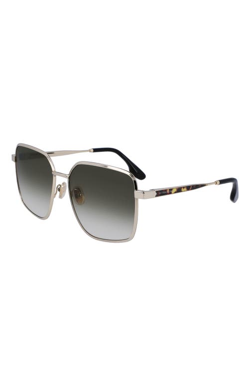 Shop Victoria Beckham 59mm Rectangular Sunglasses In Gold/khaki