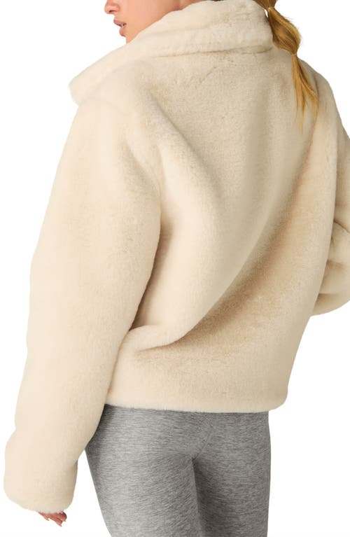 Beyond Yoga On The List Faux Fur Jacket In Fresh Snow