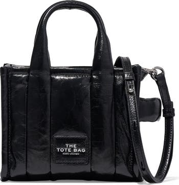 Marc Jacobs The Shiny Crinkle Micro Tote Black Leather Crossbody Bag Handbag
