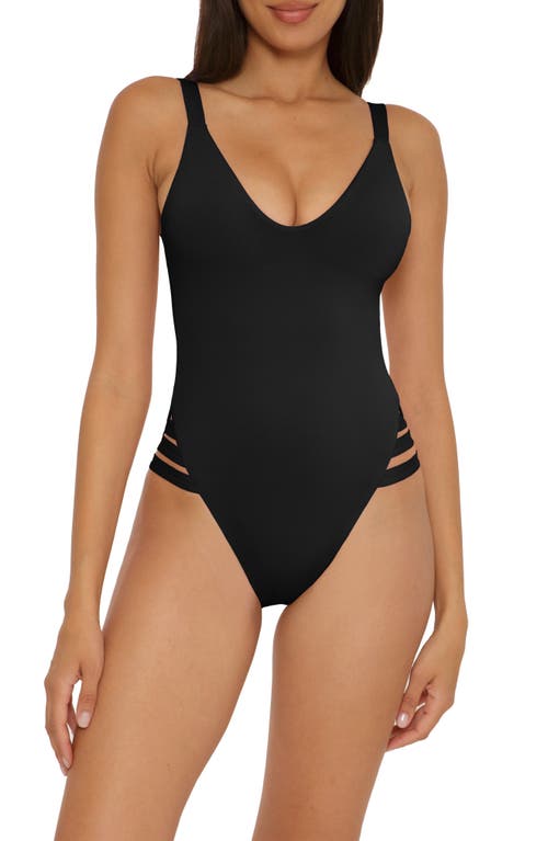 Color Code Leg Inset One-Piece Swimsuit in Black