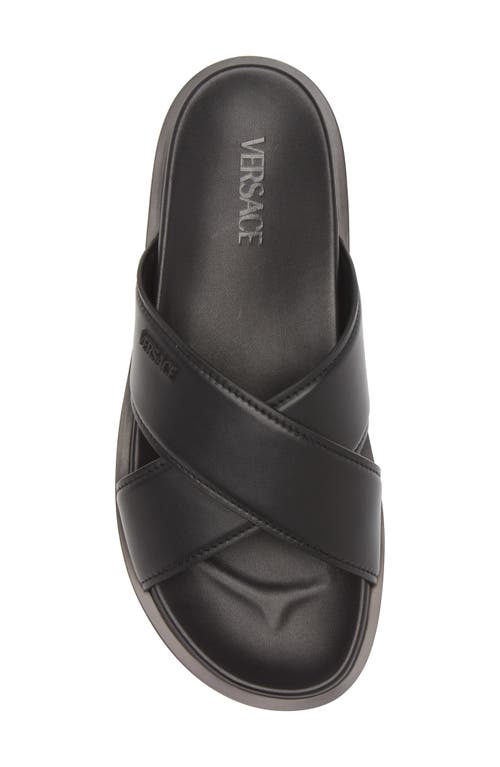 Shop Versace Crossover Slide Sandal In Black