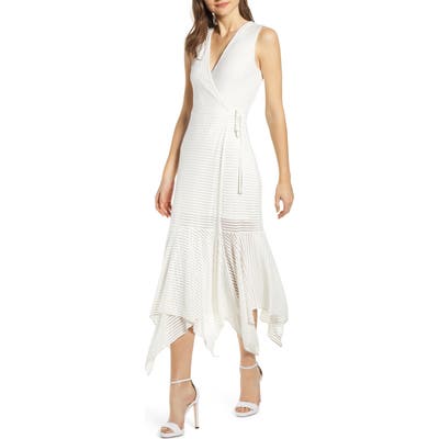 Bailey 44 Madeleine Sheer Stripe Wrap Dress, White