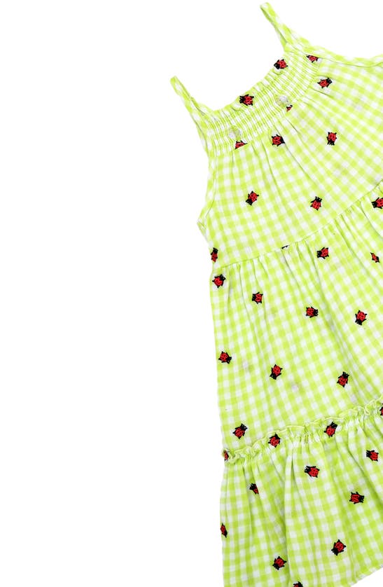 Shop Peek Aren't You Curious Gingham Tiered Dress In Green