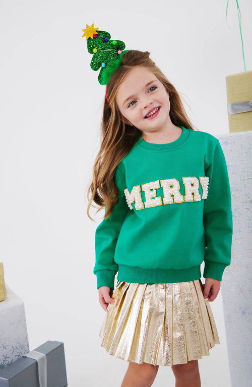 Shop Lola + The Boys Merry Pearl Sweatshirt In Green