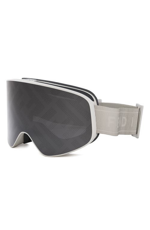 Shop Fendi Ski Mask With Logo Mirrored Lens In Grey/smoke Mirror