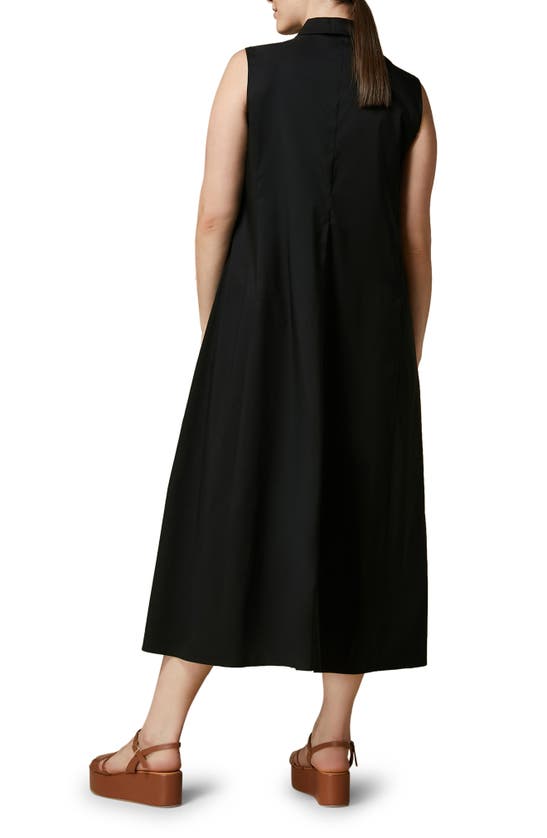 Shop Marina Rinaldi Dire Sleeveless Maxi Poplin Shirtdress In Black