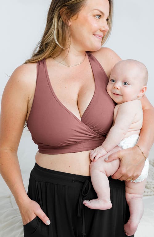 Shop Kindred Bravely Racerback Crossover Maternity/nursing Bra In Redwood