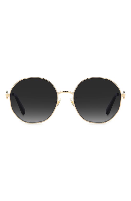 Kate Spade 56mm Venus Round Sunglasses In Gold Black/ Dark Grey Sf