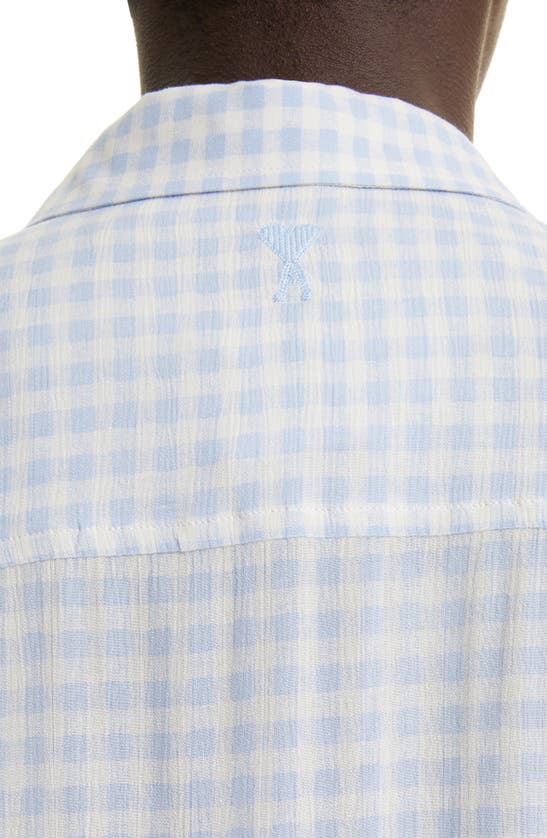 Shop Ami Alexandre Mattiussi Boxy Fit Gingham Button-up Shirt In Chalk/ Cashmere Blue