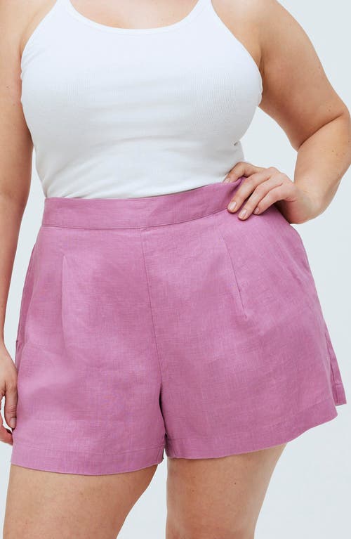 Pull-On Linen Shorts in Shaded Pink