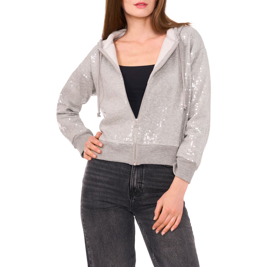 1.STATE Sequin Hoodie in Grey Hthr
