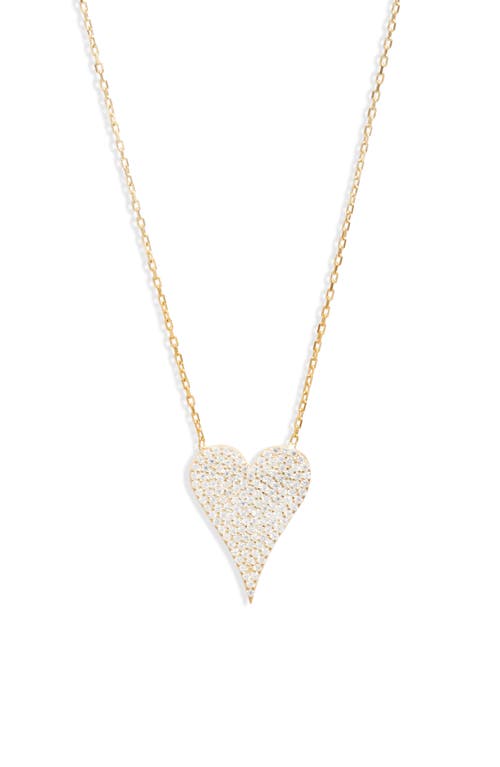 Small Pavé Heart Pendant Necklace in Gold/White