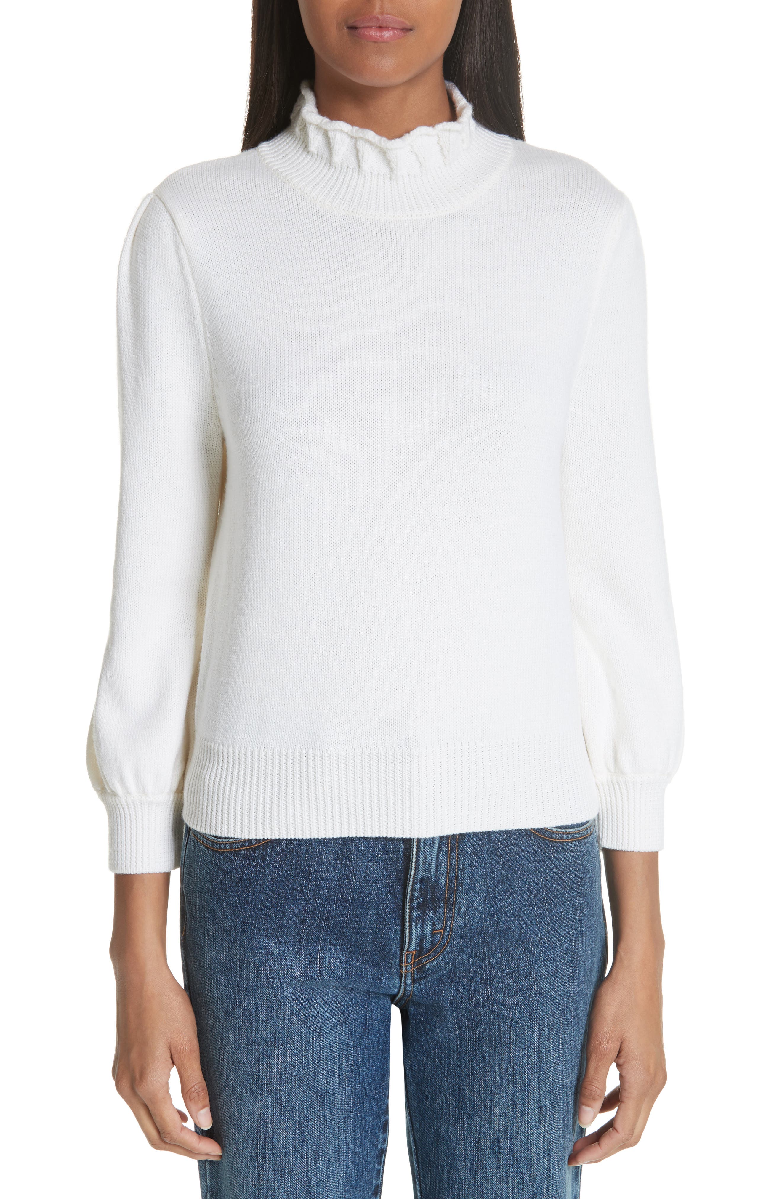 Co Essentials High Collar Wool Sweater, Ivory
