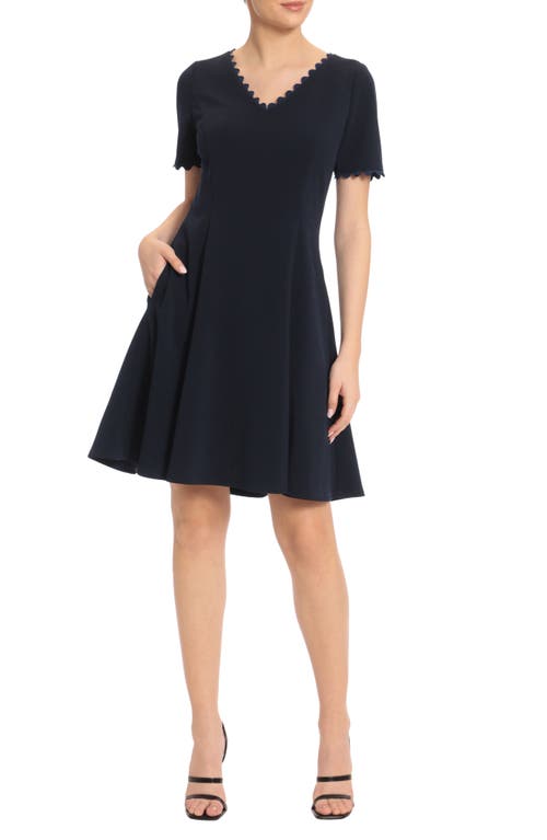 Maggy London Scallop Trim A-Line Dress Twilight Navy at Nordstrom,