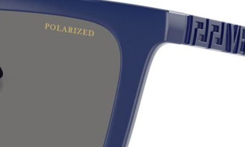 Shop Versace 53mm Polarized Rectangular Sunglasses In Blue