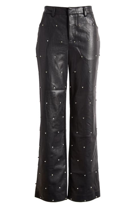 Free People Love Language Low Rise Leather Pants In Black