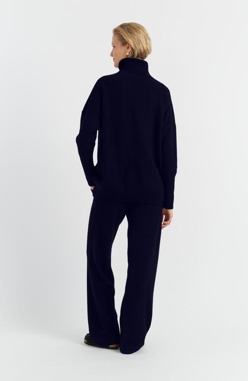 Chinti & Parker Red Cashmere Rollneck Sweater In Navy