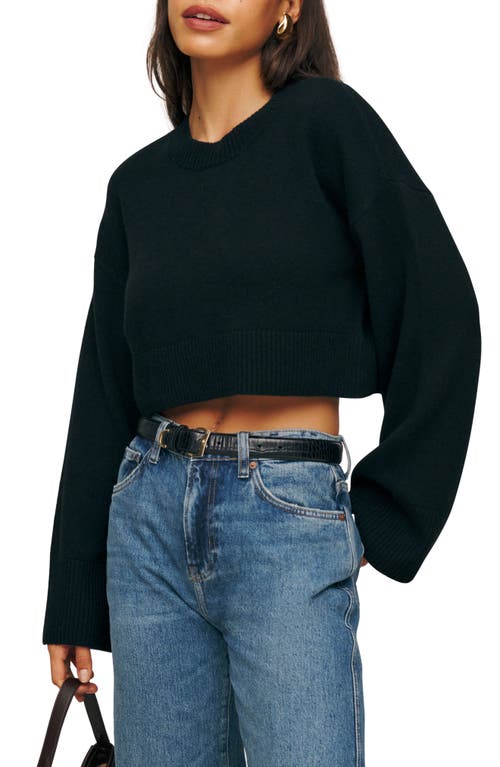 Reformation Paloma Recycled Cashmere Blend Crop Sweater Black at Nordstrom,