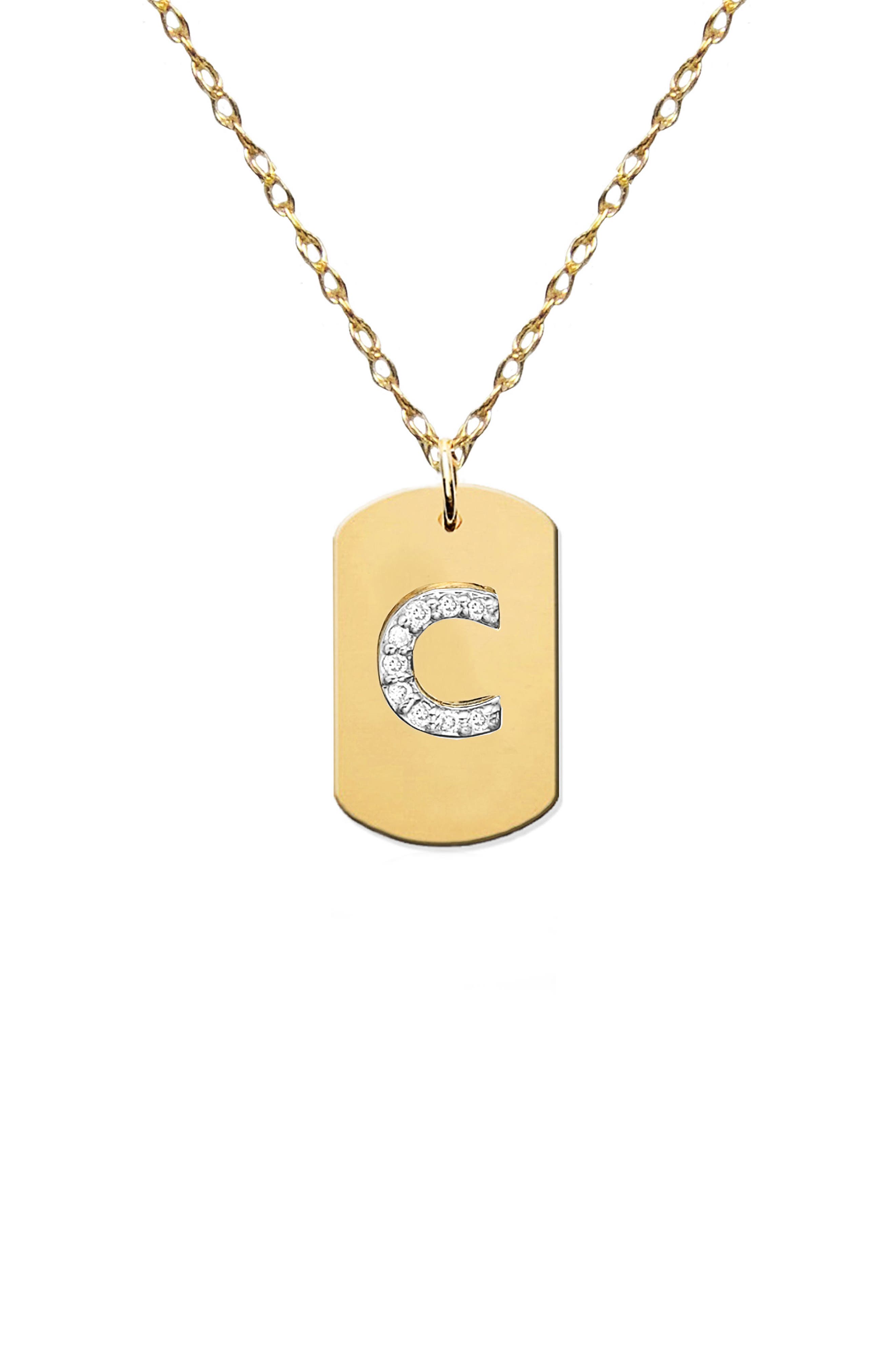 Jane Basch Designs Diamond Initial Dog Tag Necklace (Nordstrom Exclusive)