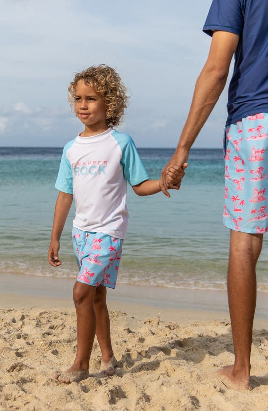 Snapper Rock Unisex Light Blue Sleeve Sustainable Short Sleeve Rash Top-little In Blue