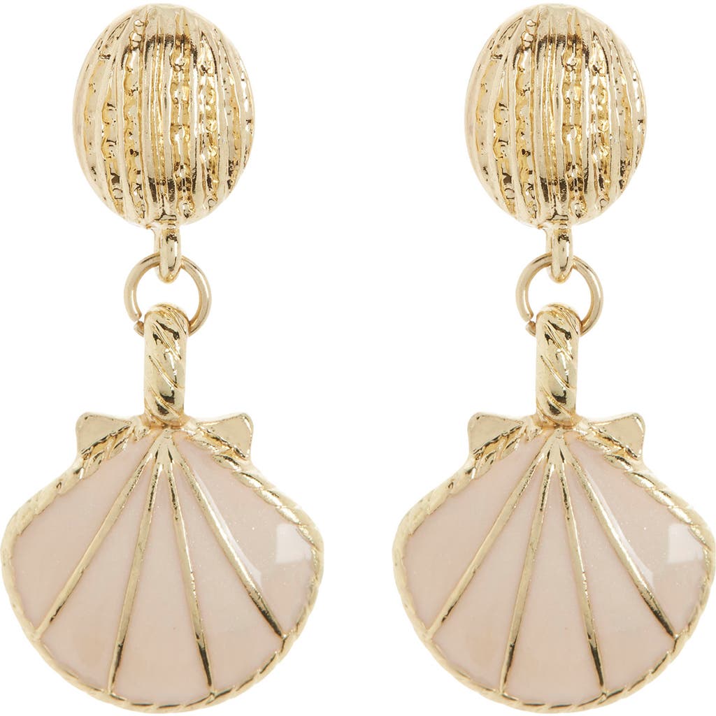 Eye Candy Los Angeles Inaya Shell Drop Earrings In Gold