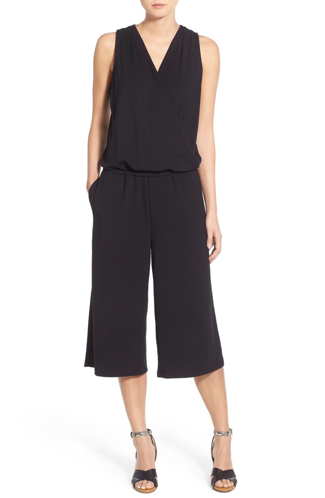 Halogen® Sleeveless Jersey Crop Jumpsuit Nordstrom