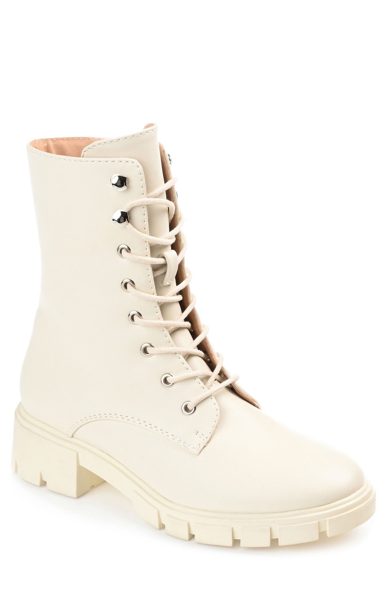 Journee Collection Madelynn Lug Sole Combat Boot In Bone | ModeSens