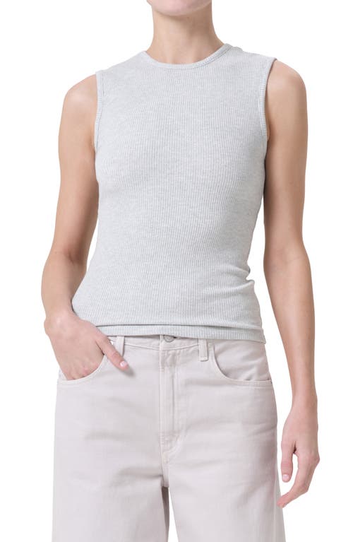 Agolde Ribbed Texture Racerback Tank Top In Brushed Grey Heather