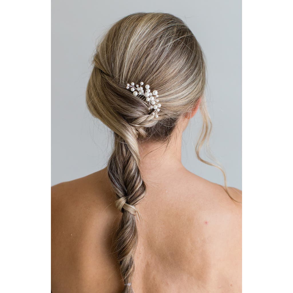 Brides And Hairpins Brides & Hairpins Brooks Imitation Pearl Comb In Silver