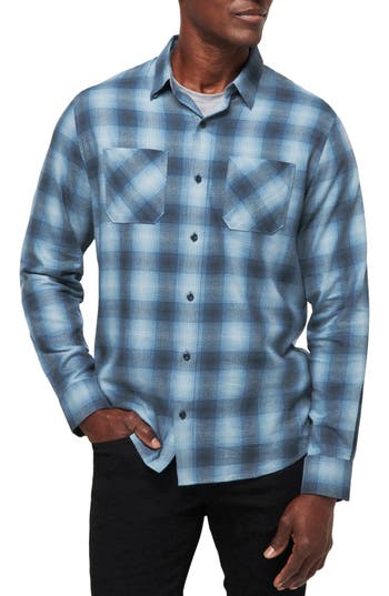 Travismathew Cloud Plaid Flannel Button-up Shirt In Blue